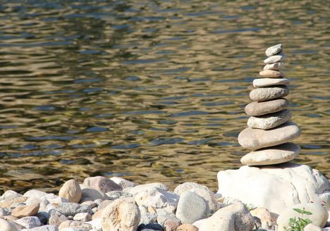 Stacked Stones by river